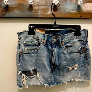 Ladies denim mini skirt.